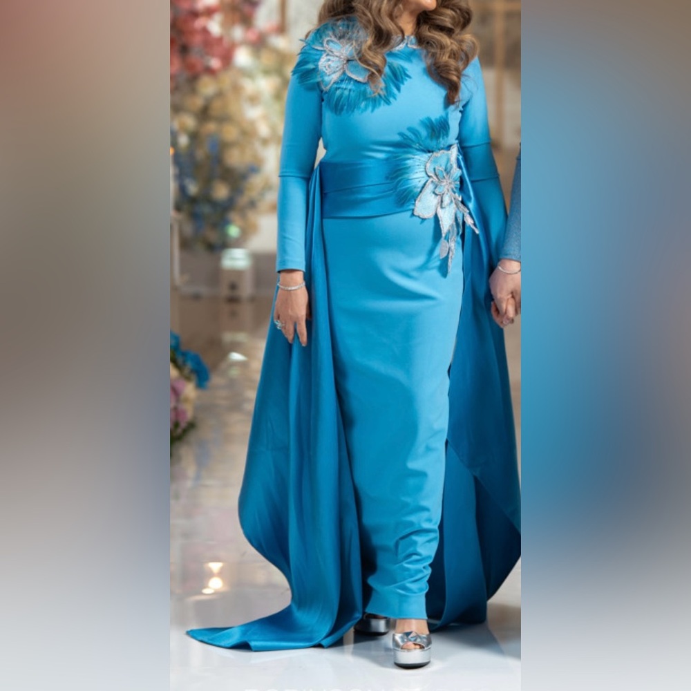 Blue Satin Gown